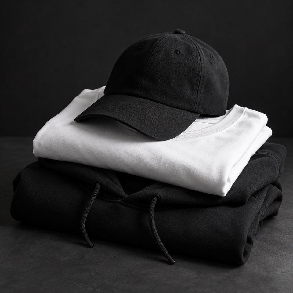 Vêtements unis et accessoires de streetwear